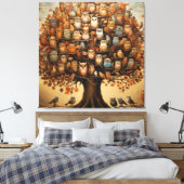 お洒落安息日:フクロウに飾られた樹上園 キャンバスプリント (インサイチュ (寝室))