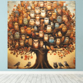 お洒落安息日:フクロウに飾られた樹上園 キャンバスプリント (インサイチュ (ウッドフロア))