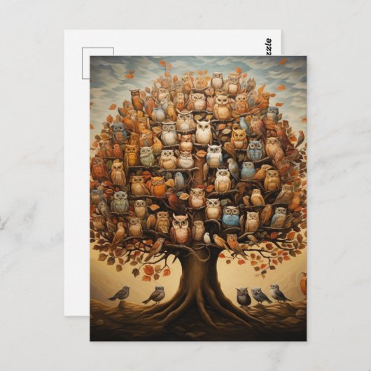 お洒落安息日:フクロウに飾られた樹上園 ポストカード (正面/裏面)