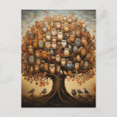 お洒落安息日:フクロウに飾られた樹上園 ポストカード (正面)