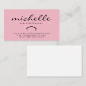 お洒落実在不動産業者(ピンク) 名刺 (正面/裏面)