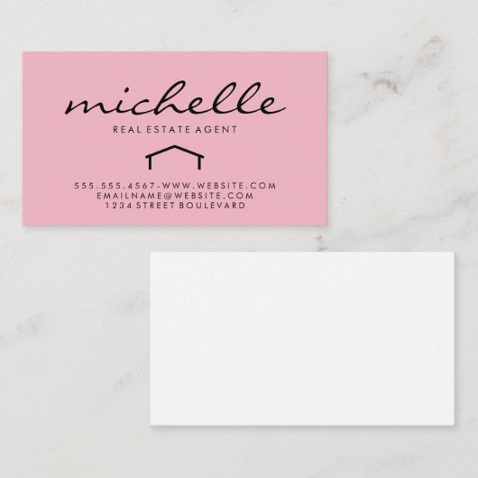 お洒落実在不動産業者（ピンク） 名刺 (正面/裏面)