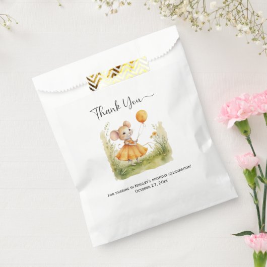 お洒落小さな女の子マウス誕生日 | フェイバーバッグ (封をした状態)