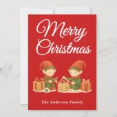 お洒落小妖精や小人のプレゼント シーズンカード (正面)