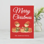 お洒落小妖精や小人のプレゼント シーズンカード (スタンド正面)