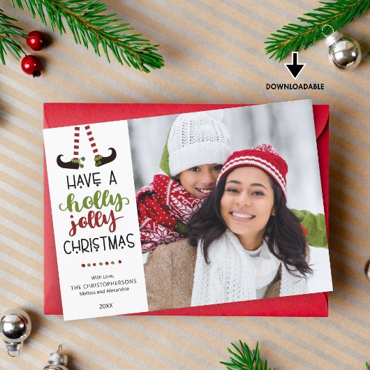 お洒落小妖精や小人ホリーすてきクリスマス シーズンカード