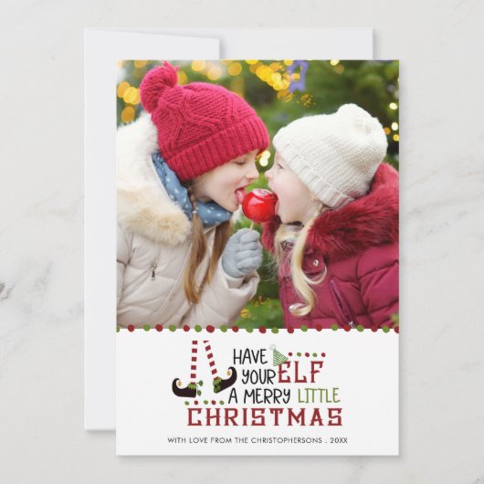お洒落小妖精や小人メリーリトルクリスマスフォト シーズンカード (正面)