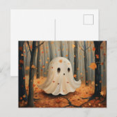お洒落幽霊かわいい秋 ポストカード (正面/裏面)