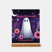 お洒落幽霊とフローラ不気味ピンクパープル アクリルサイン (正面)