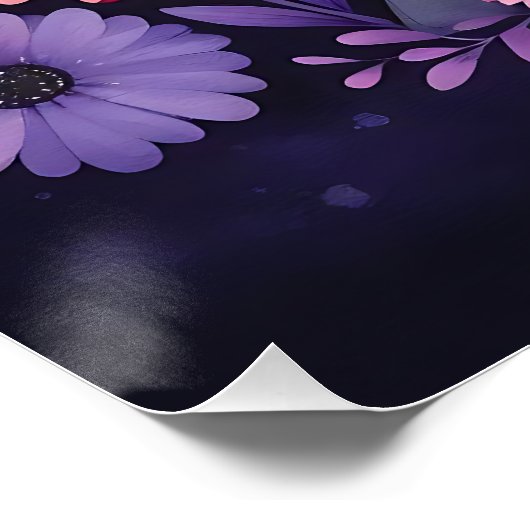 お洒落幽霊とフローラ不気味ピンクパープル ポスター (コーナー)