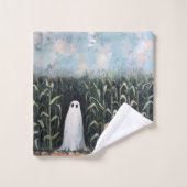 お洒落幽霊コーン絵を描フィールド バスタオルセット (ウォッシュタオル)