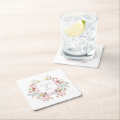 お洒落庭園の結婚式クレストモノグラム スクエアペーパーコースター (インサイチュ)