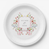 お洒落庭園の結婚式クレストモノグラム ペーパープレート (正面)