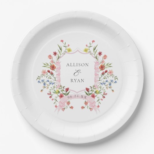 お洒落庭園の結婚式クレストモノグラム ペーパープレート (正面)