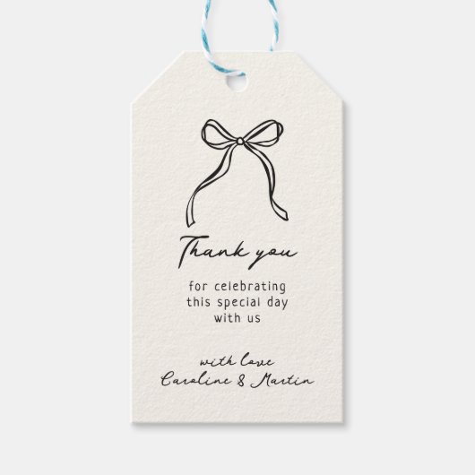 お洒落弓手引き結婚感謝していて ギフトタグ (正面)