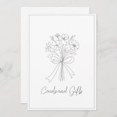 お洒落弓描と花のカードとギフトサイン 招待状 (正面/裏面)