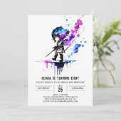 お洒落忍者カスタムデジタルガール誕生日 招待状 (スタンド正面)