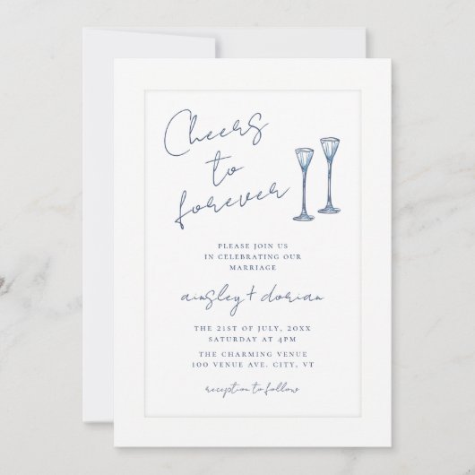 お洒落応援をForeverのドードルに結婚スクリプト 招待状 (正面)