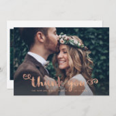 お洒落感謝してい | の写真結婚バラ金ゴールドスクリプト サンキューカード (正面/裏面)