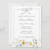 お洒落手予測できな引き弓野結婚花 招待状 (正面)