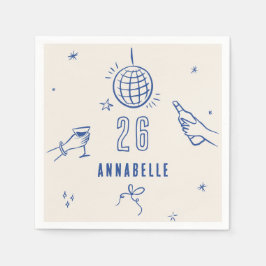 お洒落手引きブルーのバースデードリンクパーティー スタンダードカクテルナプキン