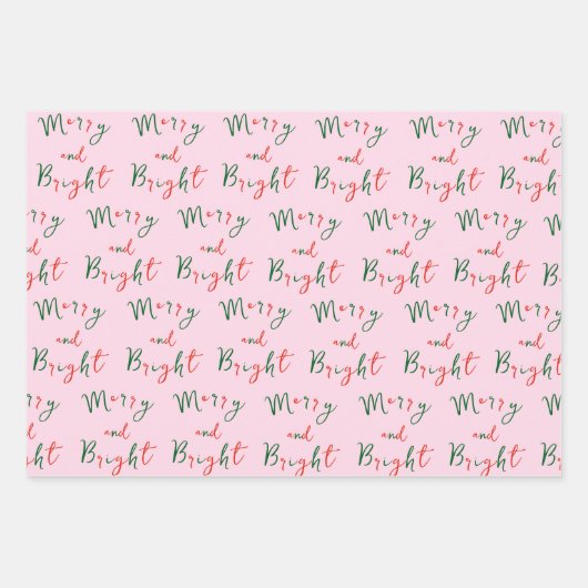 お洒落手書きスクリプメリートと明るいクリスマス ラッピングペーパーシート (正面)