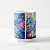 お洒落抽象芸術トンボフローラパーソナライズされた コーヒーマグカップ (中央)
