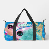 お洒落抽象芸術フィッシュトリオパーソナライズされたブルー ダッフルバッグ (正面)