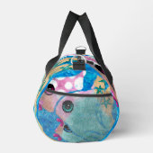 お洒落抽象芸術フィッシュトリオパーソナライズされたブルー ダッフルバッグ (右)