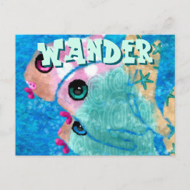 お洒落抽象芸術フィッシュトリオパーソナライズされたブルー ポストカード