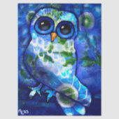 お洒落抽象芸術フクロウ青い緑のフローラの分離 薄葉紙 (正面)