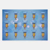 お洒落抽象芸術フールズブルーアイズカラフルフェザー ラッピングペーパーシート (正面3)