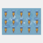 お洒落抽象芸術フールズブルーアイズカラフルフェザー ラッピングペーパーシート (正面)