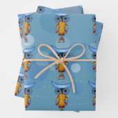 お洒落抽象芸術フールズブルーアイズカラフルフェザー ラッピングペーパーシート (インサイチュ)