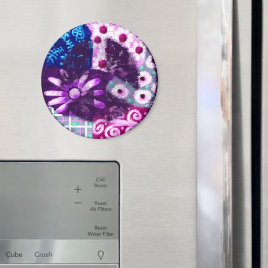 お洒落抽象芸術平和サインフローラ紫ピンク マグネット (インサイチュ (冷蔵庫))