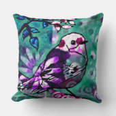 お洒落抽象芸術鳥フローラティール（緑がかった色）紫 クッション (正面)
