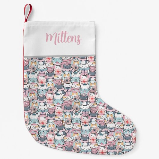 お洒落数々のモノグラムのパターン(の模様が)あるチャーム スモールクリスマスストッキング (正面)