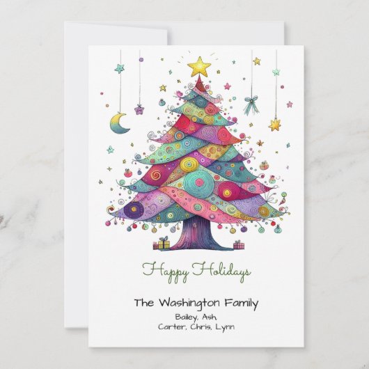 お洒落数々の色クリスマスツリー シーズンカード (正面)