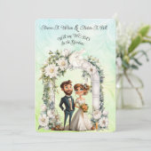 お洒落新婦結婚アーチブルーグリーン 招待状 (スタンド正面)