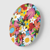 お洒落春の花カラフルガーデンフローラ ラージ壁時計 (傾斜)