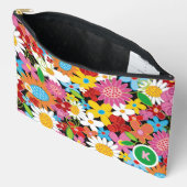 お洒落春の花カラフルガーデンモノグラム アクセサリーポーチ (見開き)