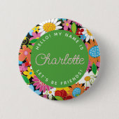 お洒落春の花ガーデンガールズ誕生日 缶バッジ (正面)