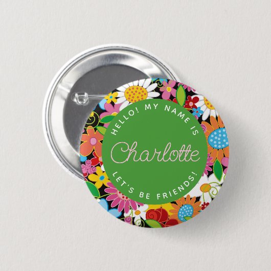 お洒落春の花ガーデンガールズ誕生日 缶バッジ (正面&裏面)