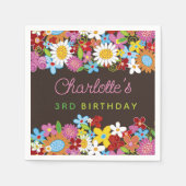 お洒落春の花ガーデンバースデーパーティー スタンダードカクテルナプキン (正面)