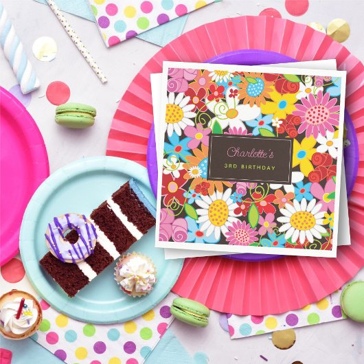 お洒落春の花ガーデンバースデーパーティー スタンダードカクテルナプキン