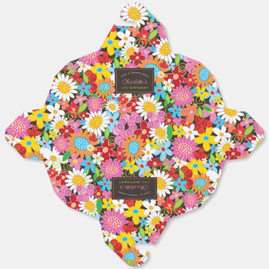 お洒落春の花ガーデンバースデーパーティー フェイバーボックス (見開き)