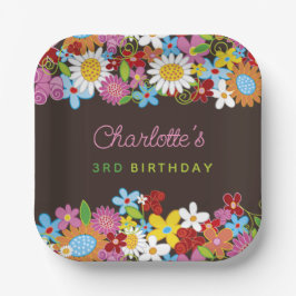 お洒落春の花ガーデンバースデーパーティー ペーパープレート
