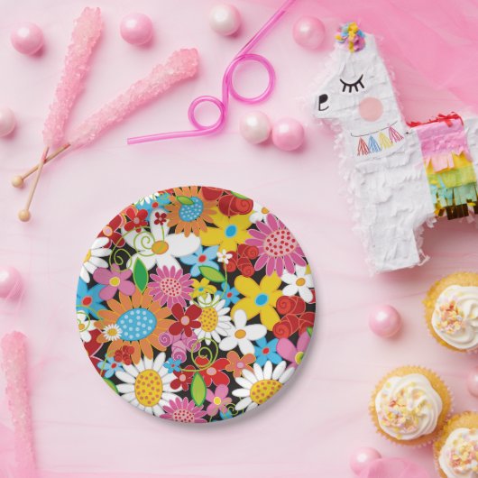 お洒落春の花ガーデンバースデーパーティー ペーパープレート (パーティー)