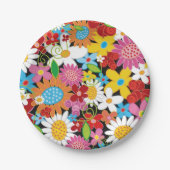 お洒落春の花ガーデンバースデーパーティー ペーパープレート (正面)
