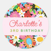 お洒落春の花ガーデンバースデーパーティー ラウンドシール (正面)
